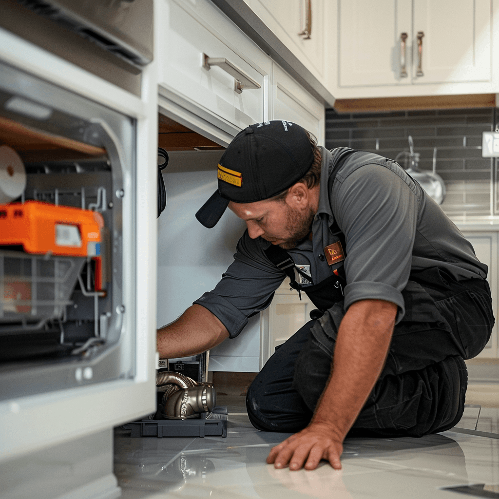 picture of a plumber working on a kitchen sink